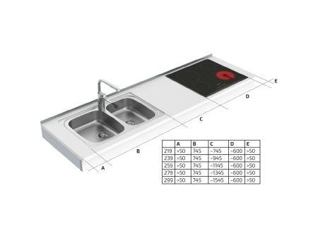 Dimensions - Wall Mounted Motorised Adjustable Combi Kitchen 6300-ES30S4