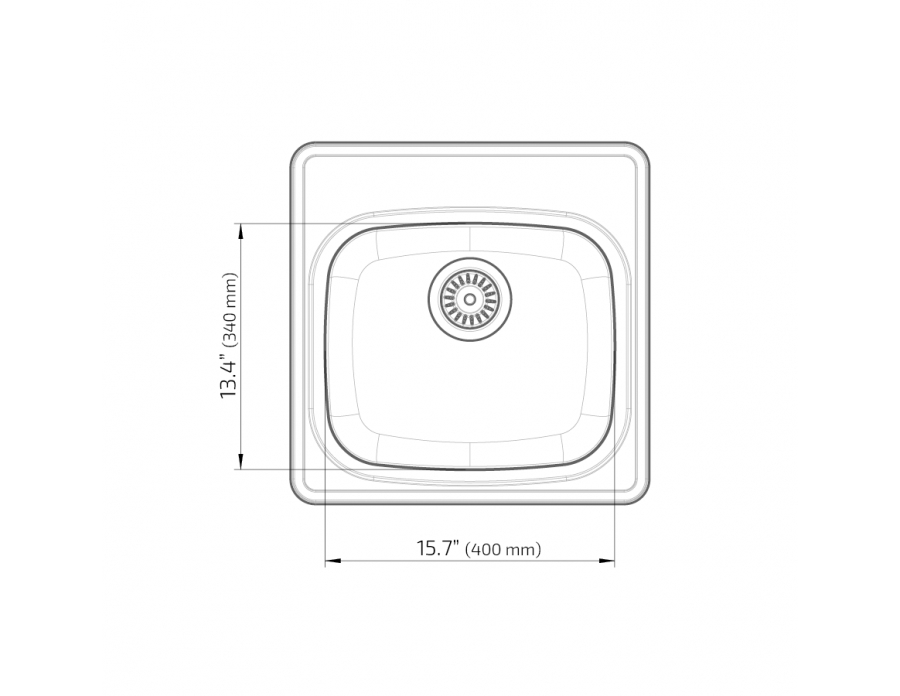 Dimensions - Wheelchair Accessible Inset Kitchen Sink ES11 - 19.5" (496 mm)