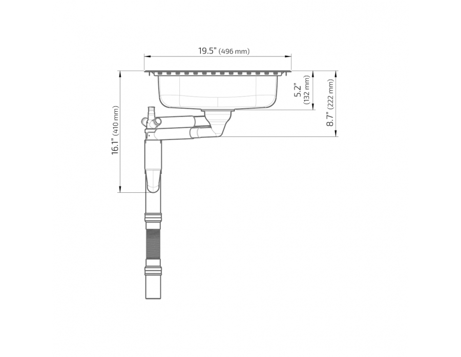 Dimensions - Wheelchair Accessible Inset Kitchen Sink ES30 - 30.2" (766 mm)