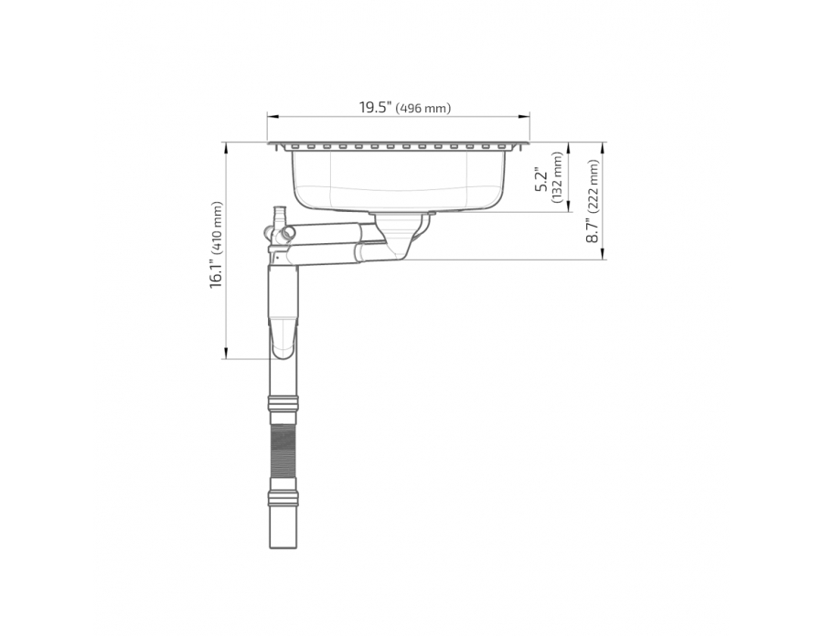 Dimensions - Wheelchair Accessible Inset Kitchen Sink ES25 - 38.2" (971 mm)