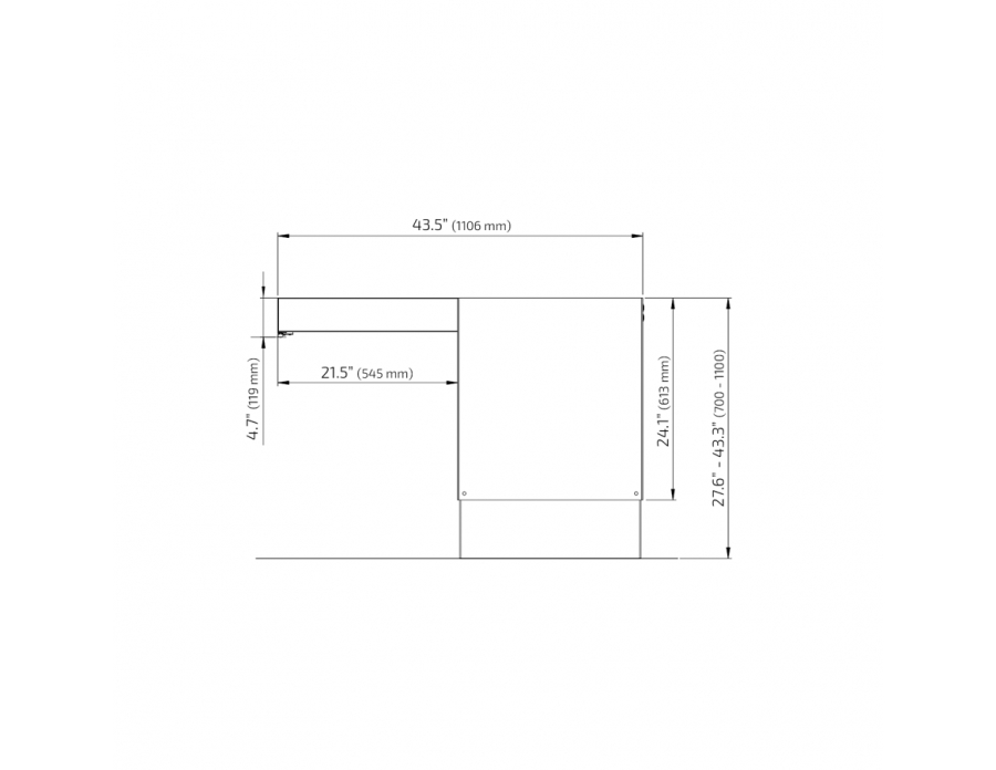 Dimensions - Height Adjustable Kitchen Island Centerlift 6490